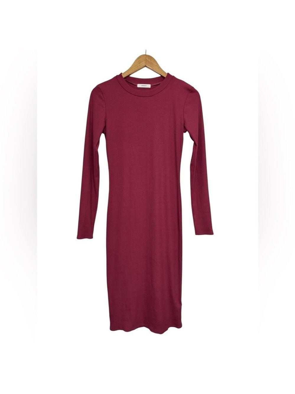 Cherish Ribbed Knit Bodycon Dress Deep Berry Small